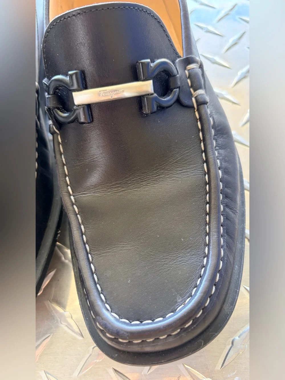 Salvatore Ferragamo Black Leather Horsebit Loafers